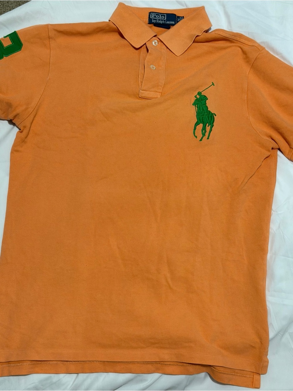 Polo by Ralph Lauren Orange Polo with Green Pony - Picture 2 of 7